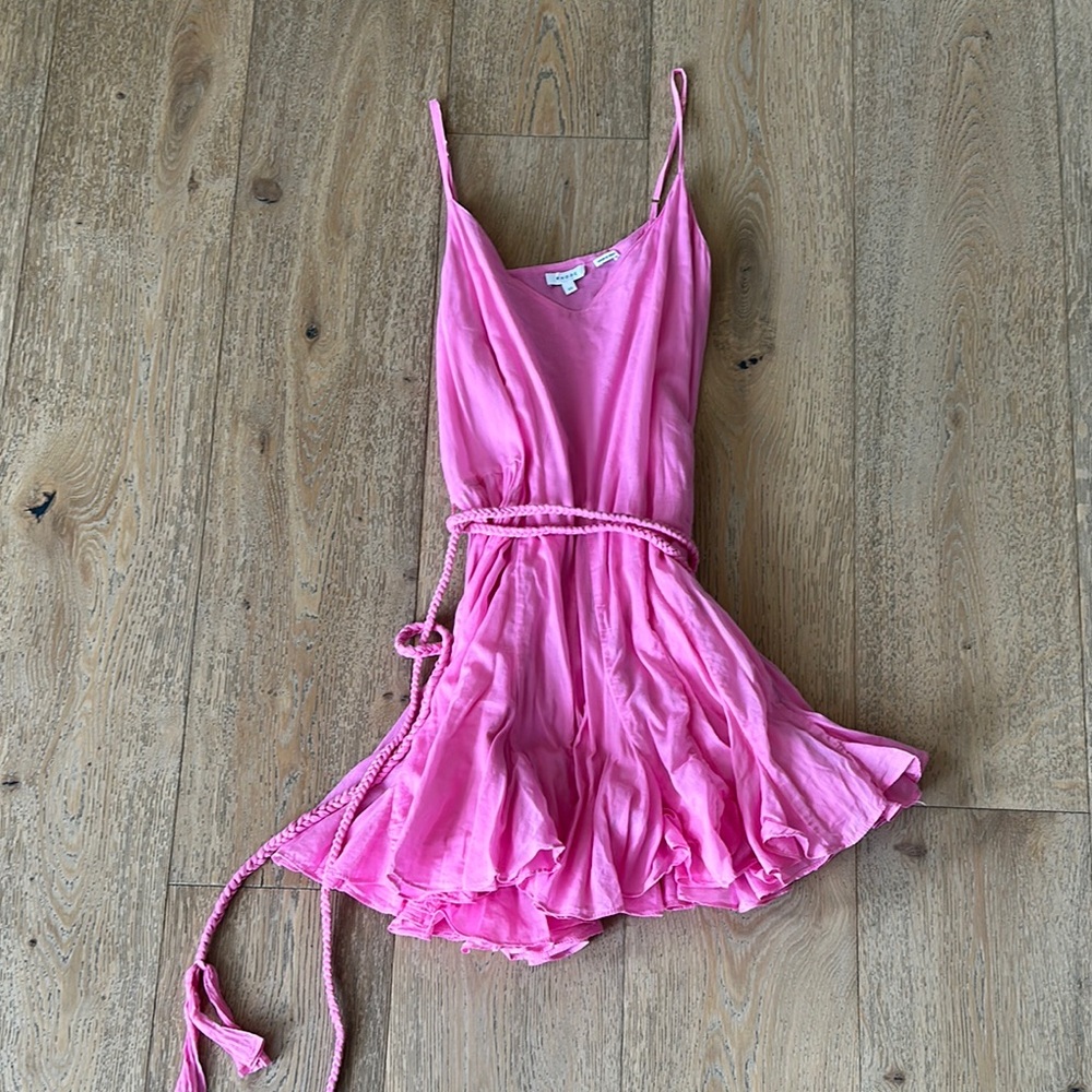 RHODE ‘Casey’ Pink Ruffled Tie Front Mini Sundress - Picture 4 of 8